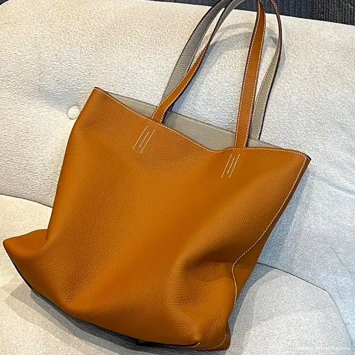 Hermes Grey Clemence Bag Leather Sens Double In Brown 0427